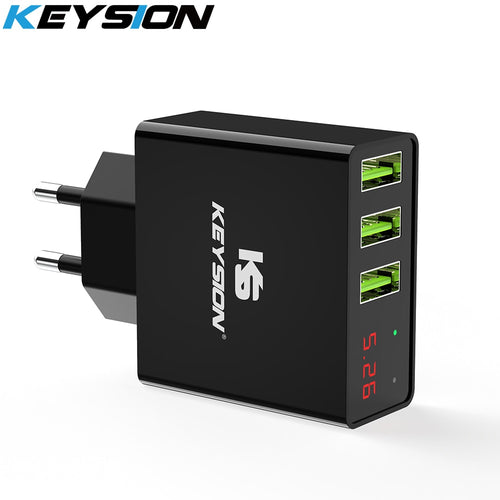 KEYSION LED Digital 3 Ports USB Charger